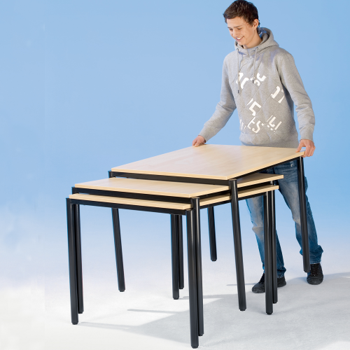 Stack o Flex Quadrattisch, höhenverstellbar & stapelbar B/H/T: 80x58-72x80 cm