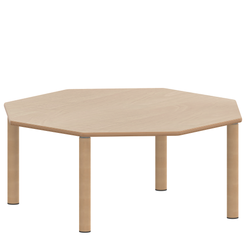 Tisch ZALOTTI mit Schichtstoff-Belag Achtecktisch, B/H/T: 120x41x120 cm, Massivholzbeine Ø 60 mm, Fußvariante: Stellfuß