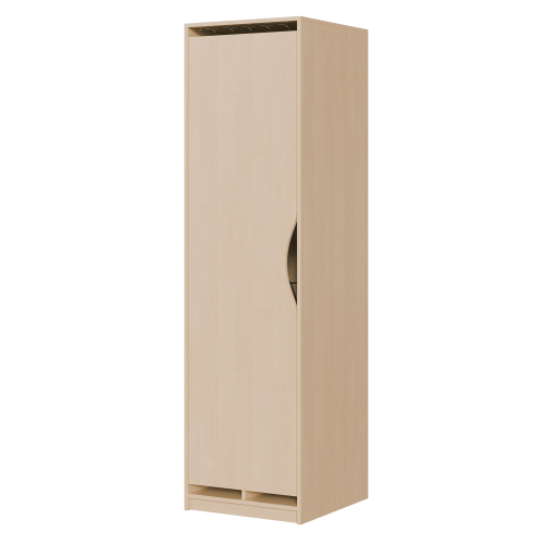 Liegepolsterschrank eintürig, 227 cm hoch, oben 6 Polster, unten Bettzeugfächer B/H/T: 62x227x67 cm, Tür links, für bis zu 6 Matratzen, Bettwäschefächer, Korpus mit Dekortür