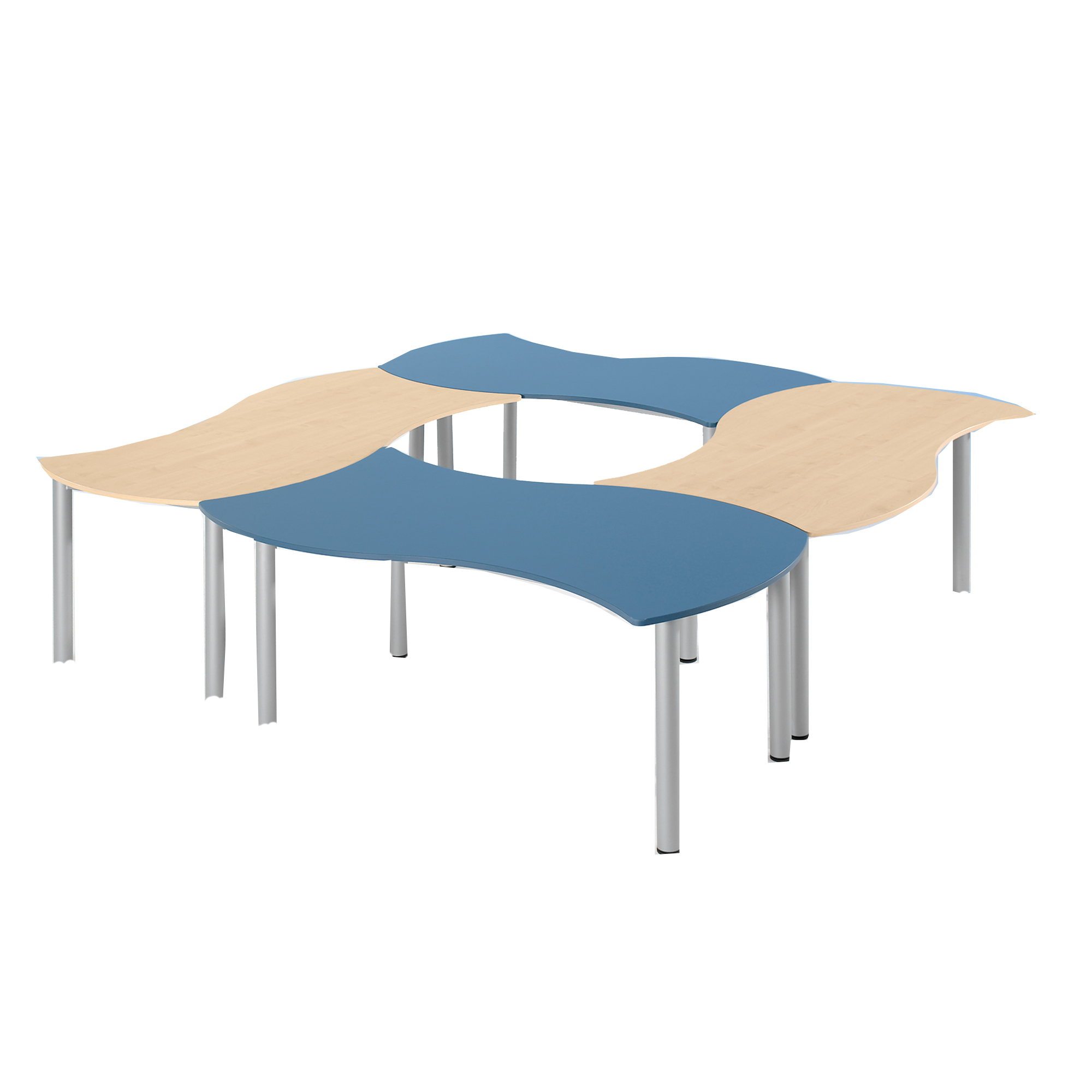 Wellen-Rechtecktisch SoooRounD Basic I, mit Melaminplatte B/T: 160x80x72 cm, feststehend