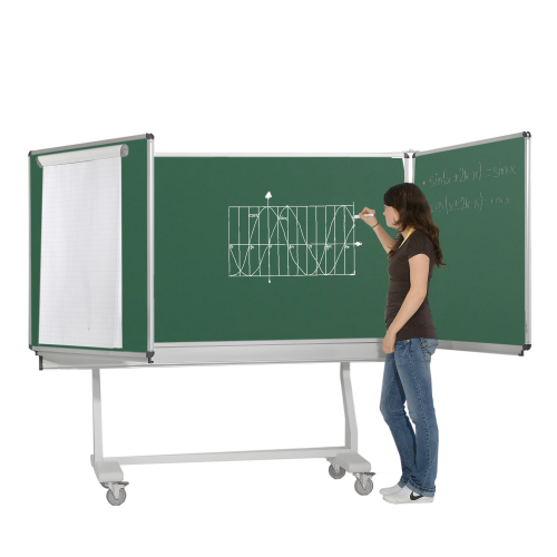 Federzugtafel aus Premium Stahlemaille, fahrbar, Serie FZR E MF 200x120 cm FF 100x120 cm, grün