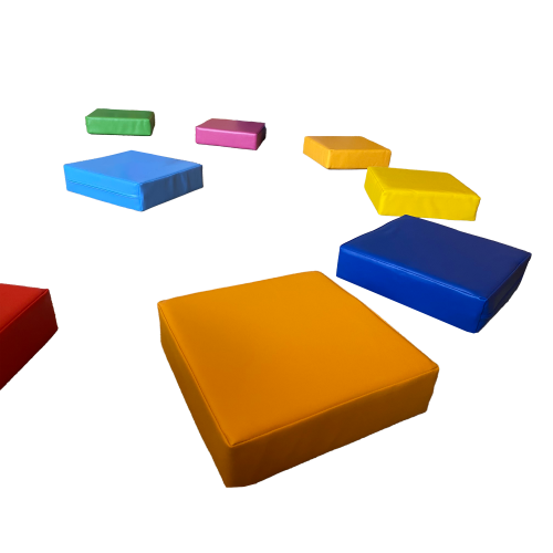 Sitzkissen, quadratisch, im 12er-Set B/H/T: 30x8x30 cm, Regenbogenfarben, Kunstlederbezug