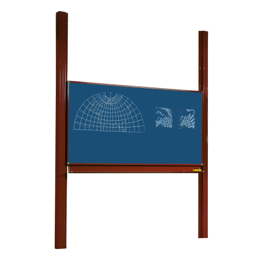 Pylonentafel, Schultafel mit einer Tafelfläche aus Premium Stahlemaille, Serie PY1 E B/H: 250x100 cm, blau
