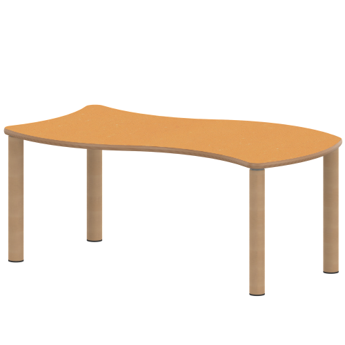 Tisch ZALOTTI mit Linoleum-Belag Wellen-Rechtecktisch, B/H/T: 120x41x60 cm, Massivholzbeine Ø 60 mm, Fußvariante: Stellfuß