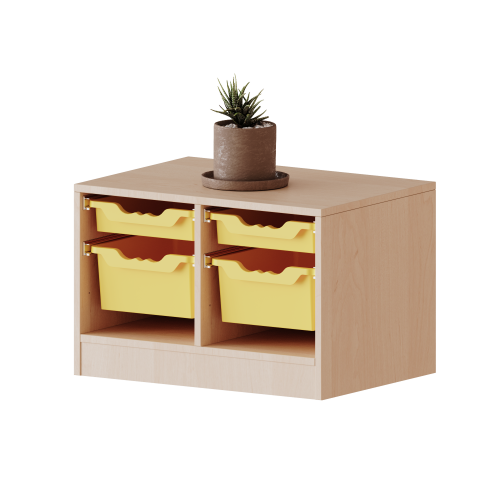 ErgoTray Regal, zweireihig, 1 Ordnerhöhe - evo180 Serie B/H/T: 70,3x46x50 cm, fahrbar, 2 flache und 2 hohe ErgoTray Boxen
