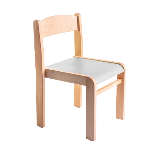 Stapelstuhl LIMBI mit Linoleum Holzstuhl, Sitz Linoleum beschichtet, Sitzhöhe 35 cm