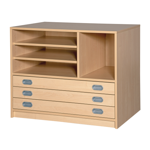 Papierschrank als Unterschrank mit Auszügen und Fächern B/H/T: 102x80x60 cm, 3 Auszüge, 4 Fächer