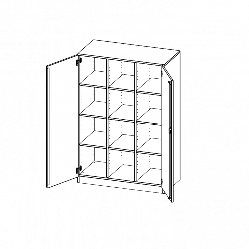 ErgoTray Schrank, dreireihig, 4 Ordnerhöhen - evo180 Serie B/H/T: 104,5x154x50 cm, zweitürig, mit Sockel (81 mm), ohne Boxen