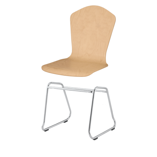 Stapelstuhl mit Schale "London" und Chromgestell Sitzhöhe: 46 cm, Sitzschale London mit Gestell "Florida", verchromt