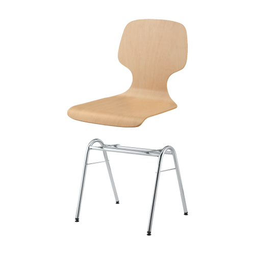 Stapelstuhl mit Schale "Barcelona" und Chromgestell Sitzhöhe: 46 cm, Sitzschale Barcelona mit Gestell "New York", verchromt