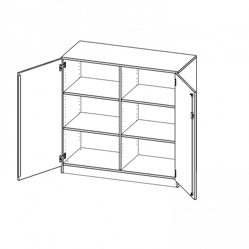 Schrank, 3 Ordnerhöhen - Serie evo180 B/H/T: 120x118x50 cm, 2 Türen, abschließbar, mit Mittelwand, mit Sockel (81 mm)