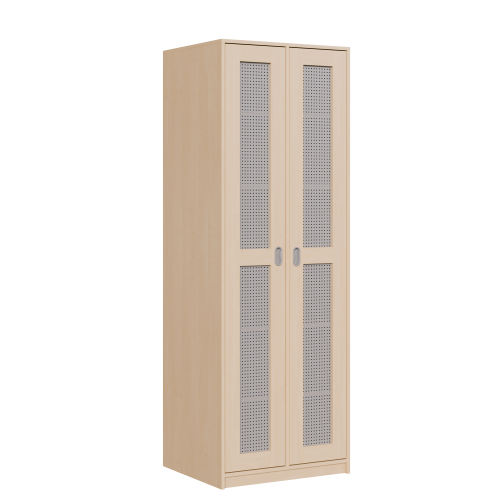 Bettzeugschrank mit 2 Türen und 12 Fächern B/H/T: 78x227x67 cm, mit 2 Rahmentüren mit Lochblechfüllung