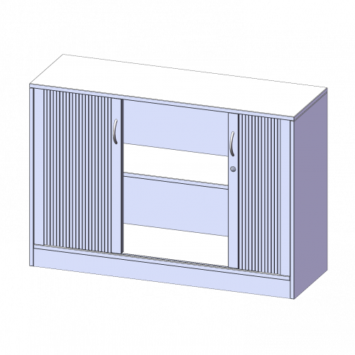 Schrank mit Rollo, 2 Ordnerhöhen - Serie evo180 B/H/T: 120x82x40 cm, Querrollladen, abschließbar, mit Sockel (81 mm)