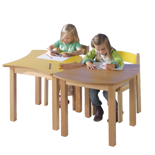 Swing-It WOODY quadratischer Wellentisch Schultisch B/H/T: 60x46x60 cm, kombinierbar mit anderen Tischen der Serie
