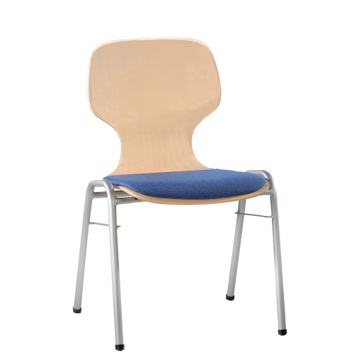 Schalenstuhl mit Sitzpolster und Rundrohrgestell, stapelbar Stapelstuhl mit Sitzpolster und Vierfuß- Rundrohrgestell
