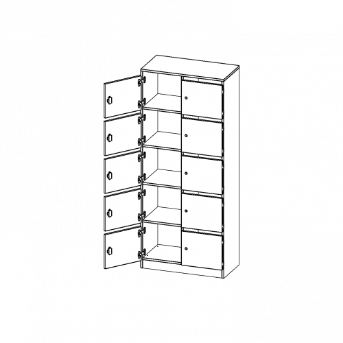Schließfachschrank, 5 Ordnerhöhen - Serie evo180 B/H/T: 80x190x40 cm, 10 Schließfächer, mit Briefschlitz, mit Sockel (81 mm)