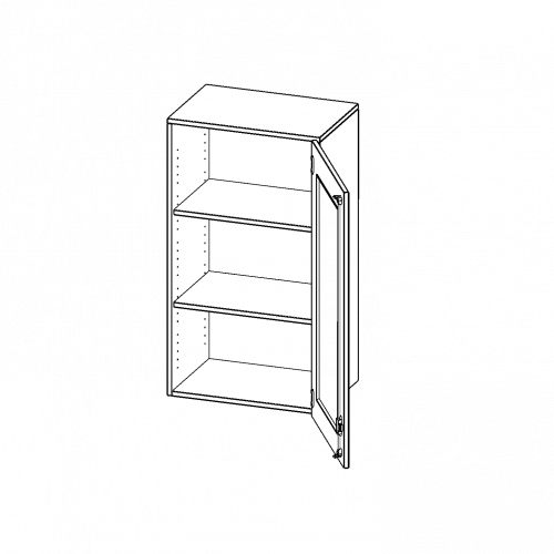 Aufsatzschrank, 3 Ordnerhöhen - Serie evo180 B/H/T: 60x108x40 cm, 1 Tür mit Glaseinsatz, abschließbar, Tür öffnet nach rechts