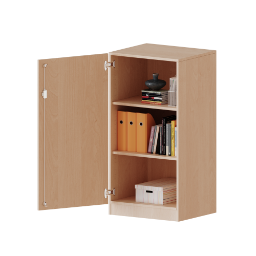 Schrank, 3 Ordnerhöhen - Serie evo180 B/H/T: 60x118x60 cm, 1 Tür, abschließbar, Tür öffnet nach links, mit Sockel (81 mm)