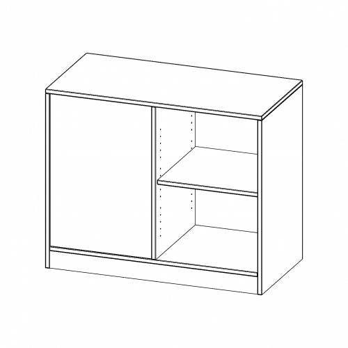 Raumteiler Regal, 2 Ordnerhöhen - Serie evo180 B/H/T: 100x82x50 cm, 4 Fächer, wechselseitig angeordnet, mit Sockel (81 mm)