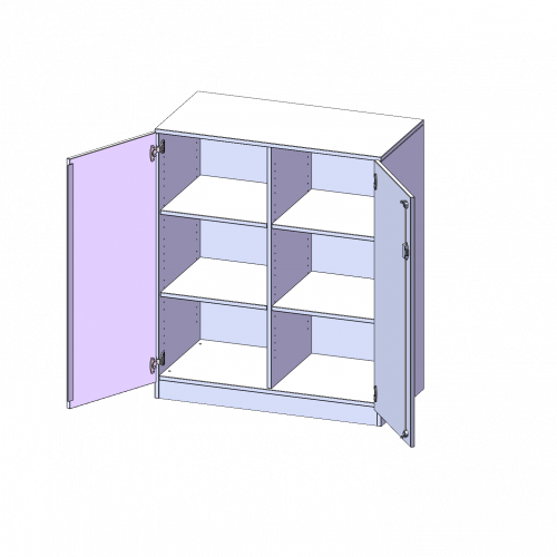 Schrank, 3 Ordnerhöhen - Serie evo180 B/H/T: 100x118x50 cm, 2 Türen, abschließbar, mit Mittelwand, mit Sockel (81 mm)