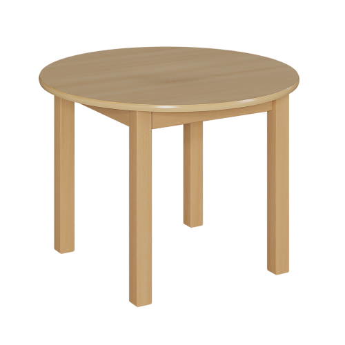 Rundtisch mit Massivholzgestell und Schichtstoffplatte Ø 120 cm, in 7 Tischhöhen lieferbar