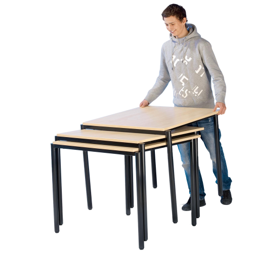 Stack o Flex Quadrattisch, höhenverstellbar& stapelbar, mit Vollkernplatte B/H/T: 80x58-72x80 cm