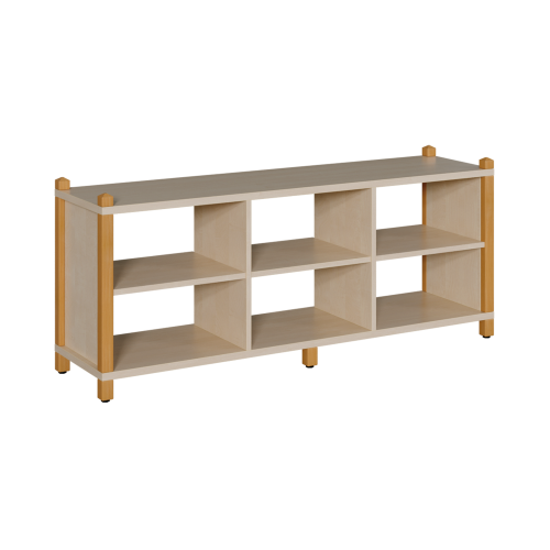 Stollen-Raumteilerregal, dreireihig B/H/T: 156x60x40 cm, mit 2 Mittelwänden und 1 Einlegeboden je Segment; beidseitig offenes Regal - ohne Rückwand